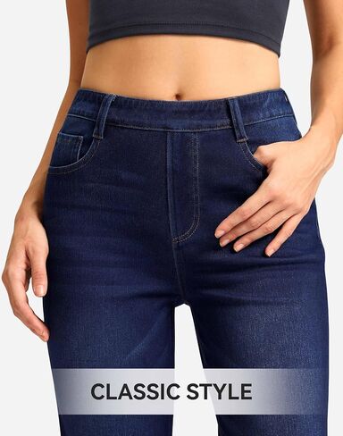 Rammus Straight Leg Jeans for Women Stretchy Pull on Sweatpant Jean Trendy Tummy Control High Waisted Denim Pants in Saudi Arabia
