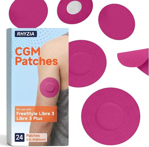 Freestyle Libre 3/Libre 3 Plus Sensor Covers, Non-Adhesive Center, Acrylic Pressure-Sensitive Adhesive, Breathable Waterproof Latex-Free, 24-Pack CGM Adhesive Patches, Low-Profile Fit (Nude) in Saudi Arabia