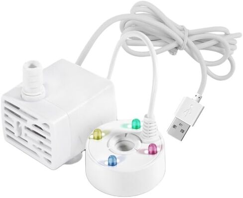 USB Mist Maker Fogger with Colorful Lights for Air Humidifier Water Fountain Pond Indoor Outdoor Decor(Black) in Kuwait