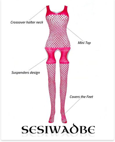 Sesiwadbe Lingerie for Women Bodystocking Attached Thigh High Stockings One Piece Bobydoll Bodysuit Sexy Tights in Saudi Arabia