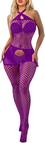 Sesiwadbe Lingerie for Women Bodystocking Attached Thigh High Stockings One Piece Bobydoll Bodysuit Sexy Tights in Saudi Arabia