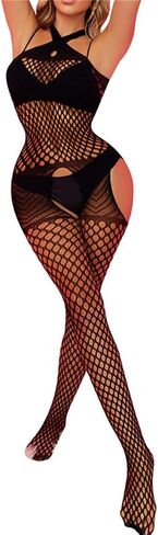 Sesiwadbe Lingerie for Women Bodystocking Attached Thigh High Stockings One Piece Bobydoll Bodysuit Sexy Tights in Saudi Arabia