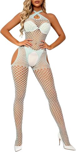 Sesiwadbe Lingerie for Women Bodystocking Attached Thigh High Stockings One Piece Bobydoll Bodysuit Sexy Tights in Saudi Arabia