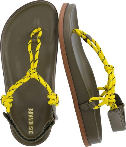 صنادل CUSHIONAIRE Era Rope Thong Strappy للنساء، صنادل مسطحة بسيطة أحذية نسائية مع دعم للكاحل قابل للتعديل in Kuwait