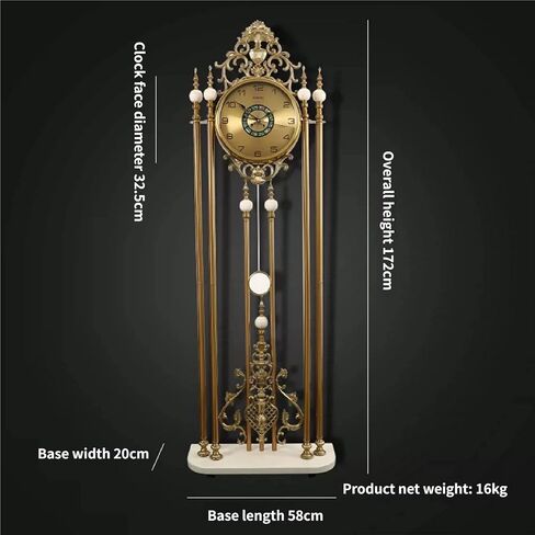 Grandfather Clocks Metal Floor Clock Quartz Silent European Style Decorative for Living Room in Kuwait
