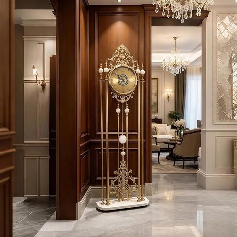 Grandfather Clocks Metal Floor Clock Quartz Silent European Style Decorative for Living Room in Kuwait