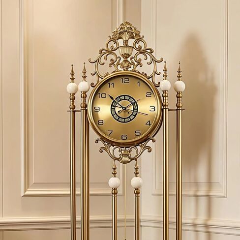 Grandfather Clocks Metal Floor Clock Quartz Silent European Style Decorative for Living Room in Kuwait