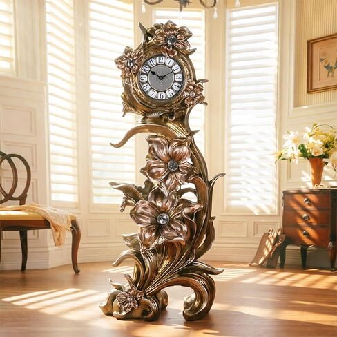 Grandfather Clocks Floor Clock Quartz Silent Floral Design for Home and Office Decorative in Kuwait