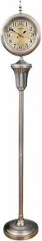Grandfather Clocks Metal Floor Standing Clock Silent Decorative for Living Room and Bedroom(Silver) in Kuwait