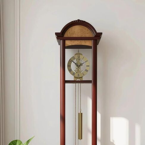 Grandfather Clocks Wood Grandfather Clock Floor Mechanical Pendulum Roman Numeral for Home in Kuwait