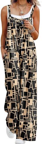 YESNO Casual Wide Leg Jumpsuits for women Summer Boho Bib Pants Overalls Floral Print Pleated Rompers with Pockets PZL in Kuwait
