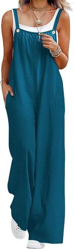 YESNO Casual Wide Leg Jumpsuits for women Summer Boho Bib Pants Overalls Floral Print Pleated Rompers with Pockets PZL in Kuwait