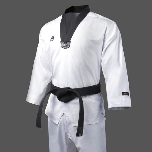 MOOTO Korea Taekwondo 3F Uniform Black Neck for Male TKD MMA Martial Arts Karate Hapkido Judo JIU-Jitsu (190(Height:190~199cm)(6.23~6.53ft)) in Saudi Arabia