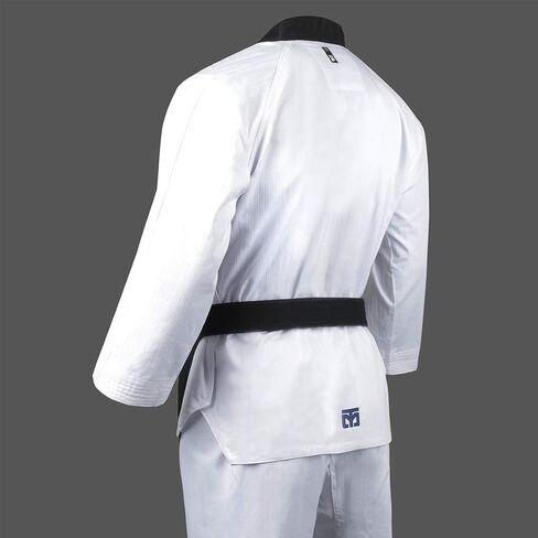 MOOTO Korea Taekwondo 3F Uniform Black Neck for Male TKD MMA Martial Arts Karate Hapkido Judo JIU-Jitsu (190(Height:190~199cm)(6.23~6.53ft)) in Saudi Arabia