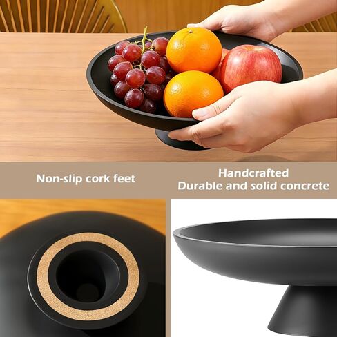 Large Fruit Bowl for Kitchen Counter, Concrete Decorative Bowls for Home Decor, Modern Key Bowl for Entryway Table (Black) in Saudi Arabia