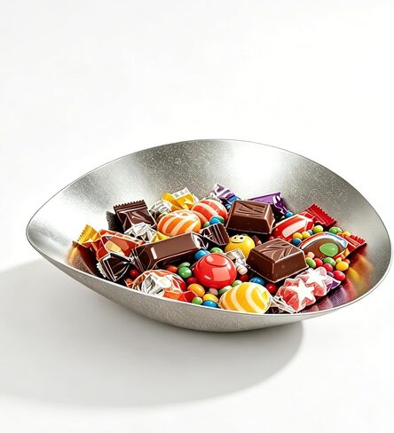 Candy Bowl, Candy Dish for Office Desk, 8.2" x 7.7" x 2.2" Stainless Steel Irregular Retro Candy Bowls Decorative, Candy Bowl for Office, Silver Metal Candy Dishes, Key Bowl For Entryway Table in Saudi Arabia