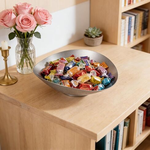 Candy Bowl, Candy Dish for Office Desk, 8.2" x 7.7" x 2.2" Stainless Steel Irregular Retro Candy Bowls Decorative, Candy Bowl for Office, Silver Metal Candy Dishes, Key Bowl For Entryway Table in Saudi Arabia