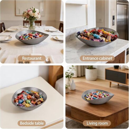 Candy Bowl, Candy Dish for Office Desk, 8.2" x 7.7" x 2.2" Stainless Steel Irregular Retro Candy Bowls Decorative, Candy Bowl for Office, Silver Metal Candy Dishes, Key Bowl For Entryway Table in Saudi Arabia