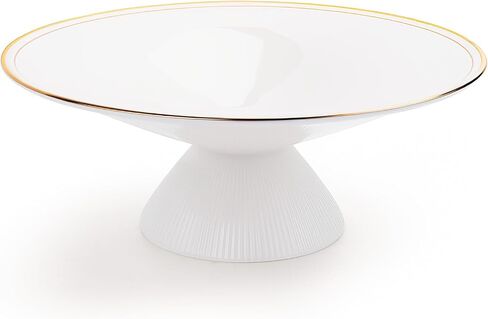 DOWAN 9 Inch Gold Rimmed Footed Decorative Bowl, 42% Bone China Fruit Bowl with Double Gold Line Design, European Ceramic Bowl for Entryway Coffee Table Decor & Storage, Dishwasher Safe in Kuwait