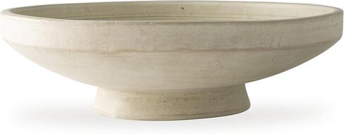 Signature Design by Ashley Justy Decorative Bowl, Terra Cotta Accent With Antiqued Beige Finish for Table Displays and Centerpiece Styling, 18" W x 18" D x 5.25" H in Kuwait