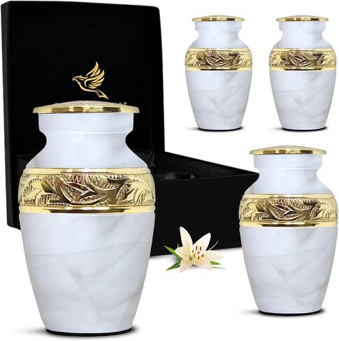 Small Urns for Human Ashes Keepsake - Cremation Urns for Human Ashes Adult Male & Female - Keepsake Urns Set - Honor Your Loved One with Funeral Memorial Urn(Pearl White, Set of 4) in Kuwait