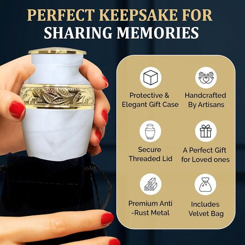Small Urns for Human Ashes Keepsake - Cremation Urns for Human Ashes Adult Male & Female - Keepsake Urns Set - Honor Your Loved One with Funeral Memorial Urn(Pearl White, Set of 4) in Kuwait