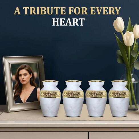 Small Urns for Human Ashes Keepsake - Cremation Urns for Human Ashes Adult Male & Female - Keepsake Urns Set - Honor Your Loved One with Funeral Memorial Urn(Pearl White, Set of 4) in Kuwait