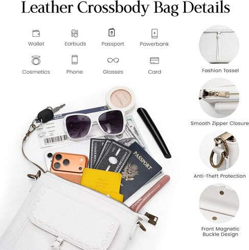 befen Genuine Leather Crossbody Bags for Women, Anti Theft Shoulder Purse with RFID Card Slots for Travel Work Daily in Kuwait