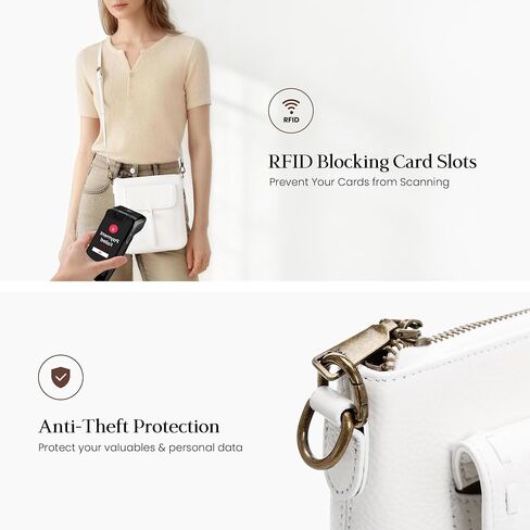 befen Genuine Leather Crossbody Bags for Women, Anti Theft Shoulder Purse with RFID Card Slots for Travel Work Daily in Kuwait