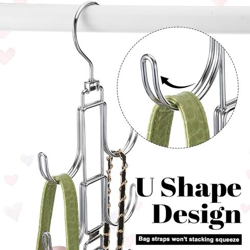 4 Pack Purse Organizer for Closet, Purse Hanger with 10 Big Hooks, 360 Degree Rotation Bag Holder for Organizer Display, Foldable Space Saving Hangers Rack for Handbag, Belt, Scarve, Tie in Saudi Arabia