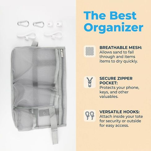 Organizer Holder for Bogg Bag Accessories, Mesh Divider Pouch with Cup & Phone Holder, 2 Key Holders and 2 Hooks Storage Compatible with Bogg Beach Rubber Tote Bag in Saudi Arabia