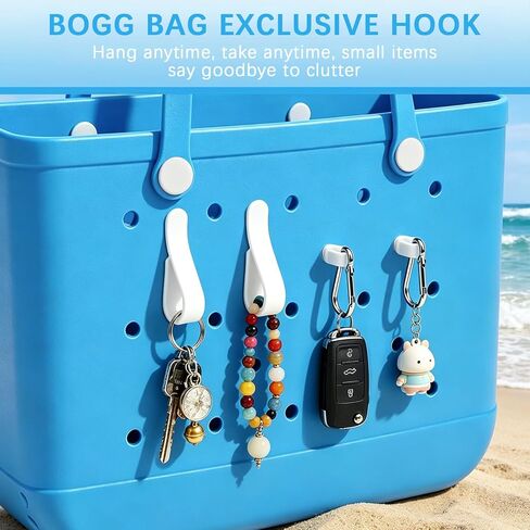 Organizer Holder for Bogg Bag Accessories, Mesh Divider Pouch with Cup & Phone Holder, 2 Key Holders and 2 Hooks Storage Compatible with Bogg Beach Rubber Tote Bag in Saudi Arabia