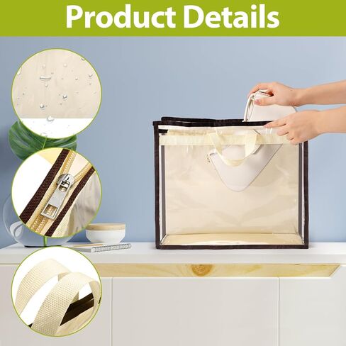 8 Pack Clear Handbag Storage Bags, Hanging Closet Organizer with Zipper, Handles & Hooks, Dustproof Purse Storage, 4 Assorted Sizes in Saudi Arabia