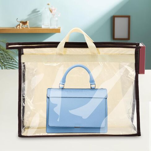 8 Pack Clear Handbag Storage Bags, Hanging Closet Organizer with Zipper, Handles & Hooks, Dustproof Purse Storage, 4 Assorted Sizes in Saudi Arabia