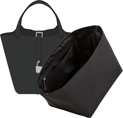 Picotin 18 Bag Insert Premium Nylon, Luxury Smooth Picotin 18 Purse Organizer Insert with Zipper Pockets, Smooth Zipper Inner Liner for Women's Handbags (PC18, Black) in Saudi Arabia