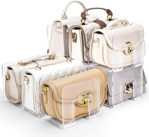 Clear Acrylic Purse Organizer for Closet, 9-Slot Handbag Organizer, No Assembly, for Shelf Divider Handbags, Clothes, Sweater in Saudi Arabia