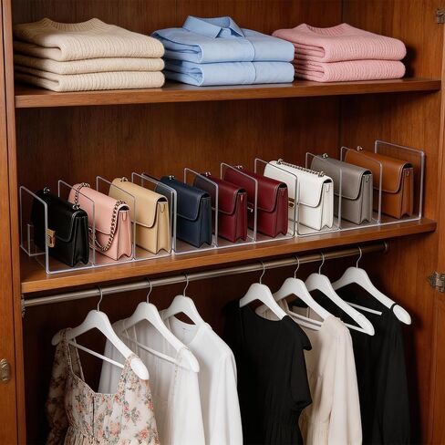 Clear Acrylic Purse Organizer for Closet, 9-Slot Handbag Organizer, No Assembly, for Shelf Divider Handbags, Clothes, Sweater in Saudi Arabia