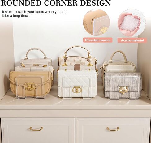 Clear Acrylic Purse Organizer for Closet, 9-Slot Handbag Organizer, No Assembly, for Shelf Divider Handbags, Clothes, Sweater in Saudi Arabia