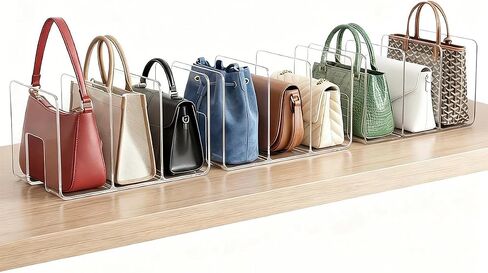 Clear Acrylic Purse Organizer for Closet, 9-Slot Handbag Organizer, No Assembly, for Shelf Divider Handbags, Clothes, Sweater in Saudi Arabia