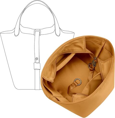 Picotin 22 Bag Insert - Satin Fabric Picotin 22 Bags Purse Organizer Insert with Zipper - Soft & Smooth Touch - Fits Hermes Women's Luxury Handbags Inner Liner(PC22/Etoupe Grey) in Saudi Arabia