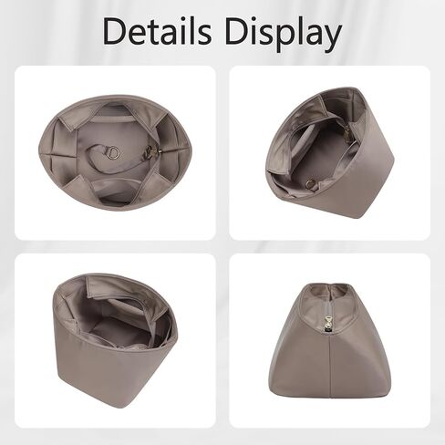 Picotin 22 Bag Insert - Satin Fabric Picotin 22 Bags Purse Organizer Insert with Zipper - Soft & Smooth Touch - Fits Hermes Women's Luxury Handbags Inner Liner(PC22/Etoupe Grey) in Saudi Arabia