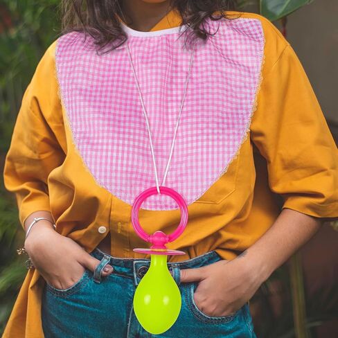 Pink Cloth Costume Outfit for Babies & Adults - Funny Props Bib Hat Pacifier for Cosplay, Halloween, Parties (16.5X7X6CM) in Kuwait