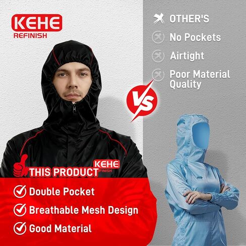 2-PACK Reusable One-Piece Hooded Spray Paint Suit with Breathable Mesh, Anti-Static, Water-Resistant & Washable Full Body Protective Coverall for Automotive & Industrial L in Saudi Arabia