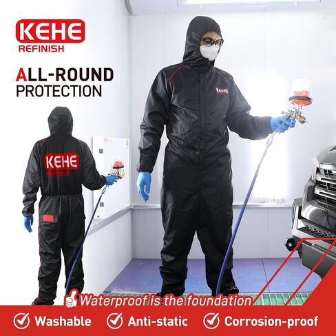 2-PACK Reusable One-Piece Hooded Spray Paint Suit with Breathable Mesh, Anti-Static, Water-Resistant & Washable Full Body Protective Coverall for Automotive & Industrial L in Saudi Arabia