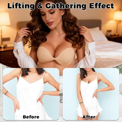 2026 Push Up Sticky Bra,2 Pack Adhesive Invisible Backless Bra, 4 Pairs of Nipple Covers, Reusable, Suitable for Women, Stylish and Fashionable Black in Saudi Arabia