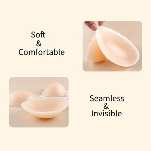 Silicone Adhesive Bra Strapless, 3 Thickness Options Push Up Invisible Sticky Bras for Women Backless Dress, Reusable in Saudi Arabia