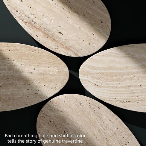 Natural Travertine Tray, Modern Decorative Stone Tray for Coffee Table, Jewelry Display Organizer for Rings Necklace, Candle Holder Catchall for Living Room Bathroom Vanity Decor (S) in Kuwait