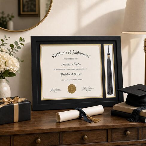 Diploma Frame with Tassel Holder: Black Wood Certificate Frame for Graduation, Degree License Display for Gift (15.2 x 10.5) in Saudi Arabia