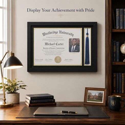 Diploma Frame with Tassel Holder: Black Wood Certificate Frame for Graduation, Degree License Display for Gift (15.2 x 10.5) in Saudi Arabia