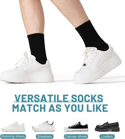 Breslatte 4pairs Crew Socks for Women Men Soft Cotton Striped Socks for Daily Athletic Running in Saudi Arabia